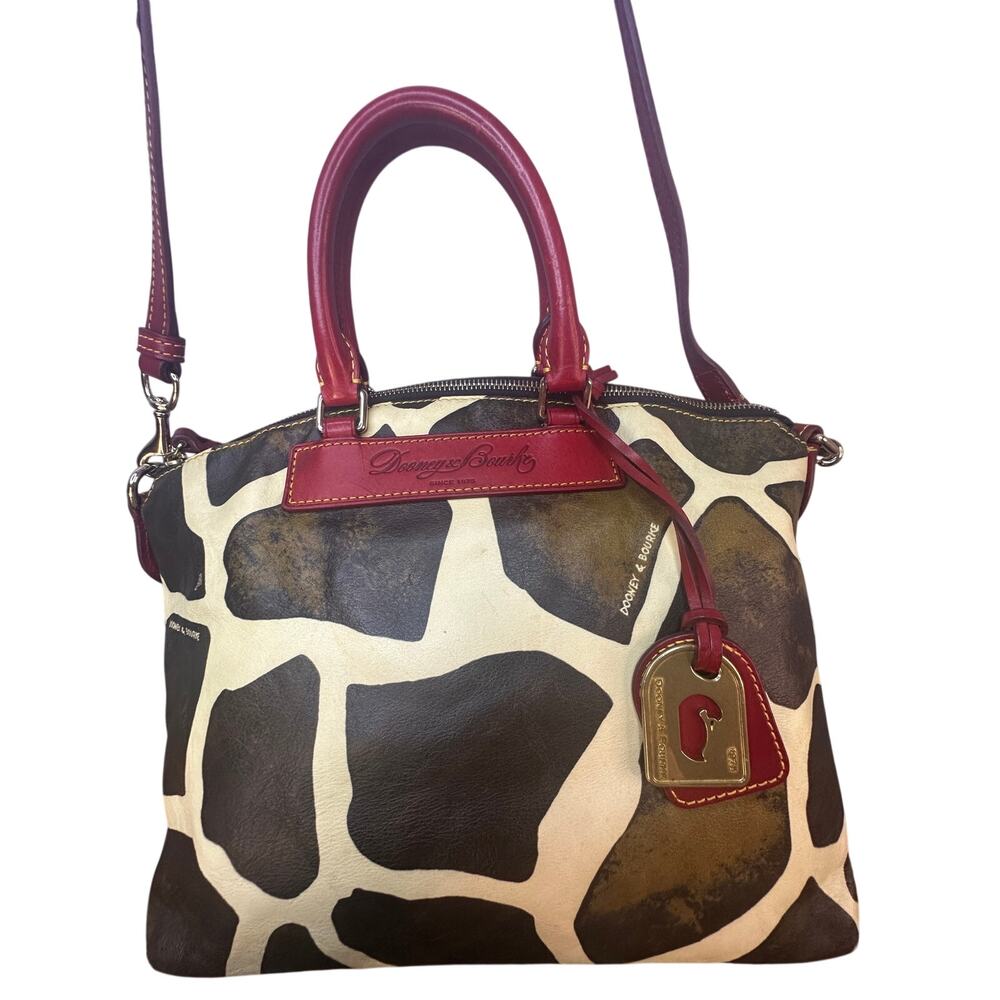 Dooney & Bourke Giraffe Satchel Coated Canvas Red Trim